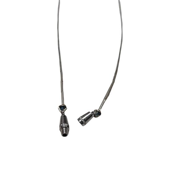 1970s Sterling Silver Liquid Beads Turquoise Stone Necklace - Picture 3 of 3